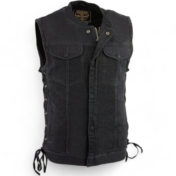 Milwaukee Leather Men's Size XL MDM3002 Covert Black Denim Club Style CC Vest - Picture 13 of 14